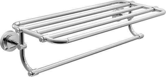 Moen Chrome Iso 24-Inch Wide Bathroom Hotel-Style Towel Shelf with Towel Bar, DN0794CH