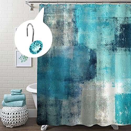 Aqua Diamond Crystal Bling Shower Curtain Hooks Rings for Bathroom,24PCS