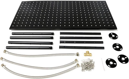 Luxury Large Ceiling Rectangle Rainfall Shower Head, 16x32inch High Pressure Rain Showerhead with Silicone Nozzles Full Body Fixed Showerheads For Modern Bathroom, Black Finish