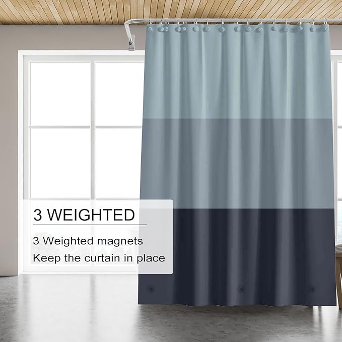 TIKABC Shower Curtain Liner, 4G PEVA Shower Liner, Plastic Peva Waterproof Shower Curtains, 72x72 inch with Grommet Holes 3 Magnetic Weights