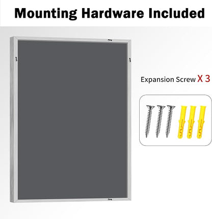 CIRCUMI 30"x42" Brushed Silver Bathroom Mirror, Rectangular Vanity Mirror | Chunky Box Metal Frame, Shatterproof, Tempered Glass, Bathroom Remodel&New Home,Wall Mirror for Over Sink,Living Room,Hallway