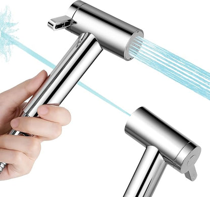 Handheld Bidet Sprayer for Toilet, Adjustable Water Pressure Control Rotary Switch with Bidet Hose, Exclusive Single Nozzle High Pressure Mode for Cleaning Stubborn Stains, Chrome-1