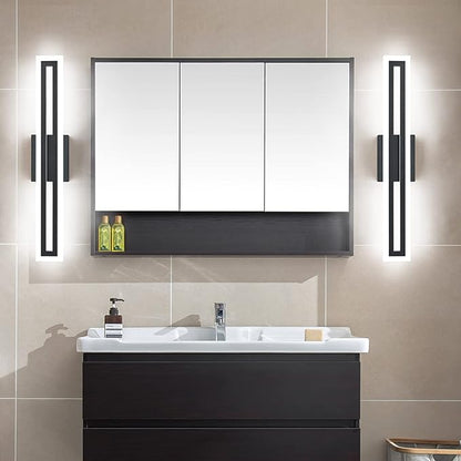 SOLFART 24 Inch Vanity Lights Bathroom Lights Over Mirror Bathroom Light Fixtures Black Led Modern Light Fixture 6000K