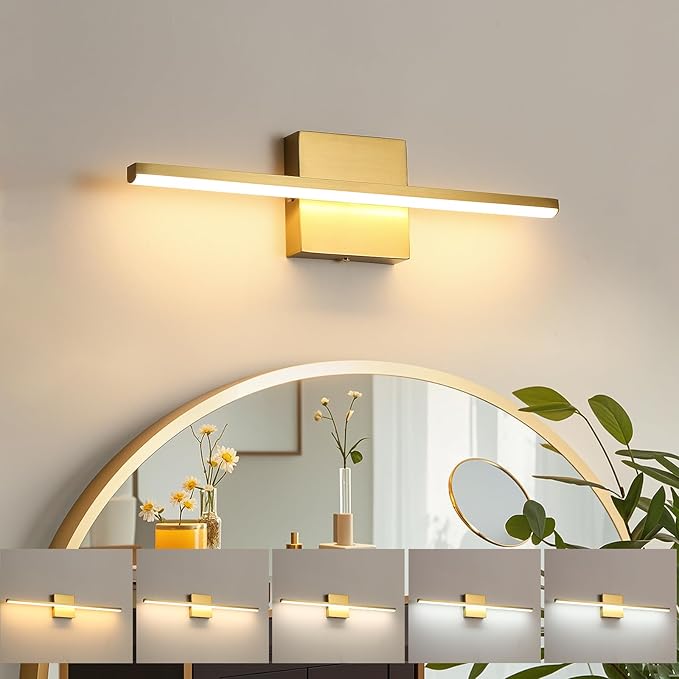 Vanity Light 16 Inch Modern Bathroom Light Fixtures 14W Wall Vanity Lamp Over Mirror, Dimmable 5CCT LED Wall Sconce for Bedroom Cabinets UL Certificated