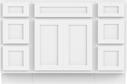 HomeBeyond 63 Inch Bathroom Vanity Base Only, Single Vanity Cabinet with Dove-Tailed Drawers, Soft-Closing Doors, White, Without Top,Small