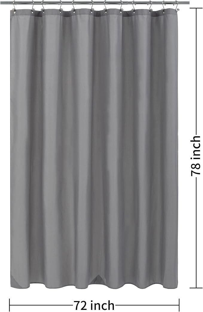 ALYVIA SPRING 72x78 Long Waterproof Fabric Shower Curtain or Liner Grey | 3 Magnets, Soft Cloth & Hotel Quality, Machine Washable, Light-Weight, Long Size