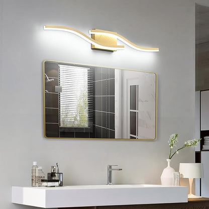 PRESDE 32 Inch LED Bathroom Vanity Light Bar, Modern Brushed Gold Wall Lighting Fixture Over Mirror Dimmable