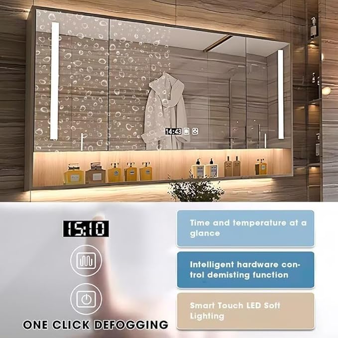 Double Bathroom Vanity - 76 Inch Luxurious Bathroom Vanity with Sink Includes Modern Metal Luxury Style,Modern Cabinet with Towel Hanging & Led Light,Slate Countertop