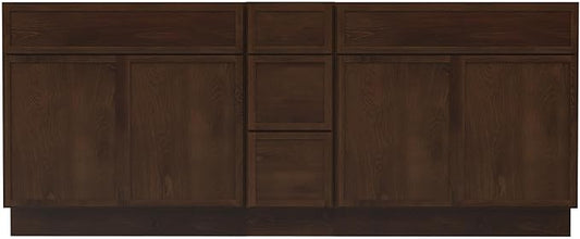 HomeBeyond 78 Inches Bathroom Vanity Base Cabinet Without Sink, Double Sink Top Sturdy Floor Mounted Cabinet with Door & Soft Closing Drawers, Brown, VA4133-2+VA4112-3