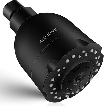 High Pressure Boosting Shower Head, ALOHOME 6 Powerful Spray Settings - Perfect for Low Water Pressure Homes, 3.6" Luxury Modern Shower Head with 360° Adjustable Brass Ball Joint - Matte Black