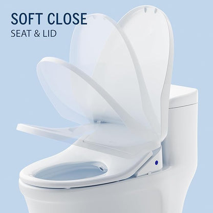 Lotus Bidet ATS-850 Elongated | Slim Heated Toilet Seat with Adjustable Warm Water Wash, Side Control Panel, Stainless Steel Nozzle, Warm Air Dryer, Night Light, Child Mode, Easy Installation