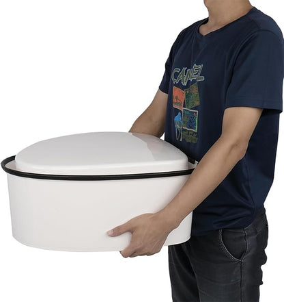 Portable Toilet for Camping, Indoor Outdoor Commode with Detachable Inner Bucket & Removable Paper Holder, Lightweight & Compact Porta Potty Travel Toilet for Camping, Boat, Van, Emergency Use, White