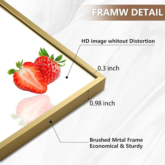 Gold Bathroom Mirror, 48"x30" Rectangle Mirror, Brushed Gold Mirror, Metal Frame Square Corner Vanity Mirror, Wall Mounted Mirror for Modern, Living Room, Bedroom, Horizontal Or Vertical