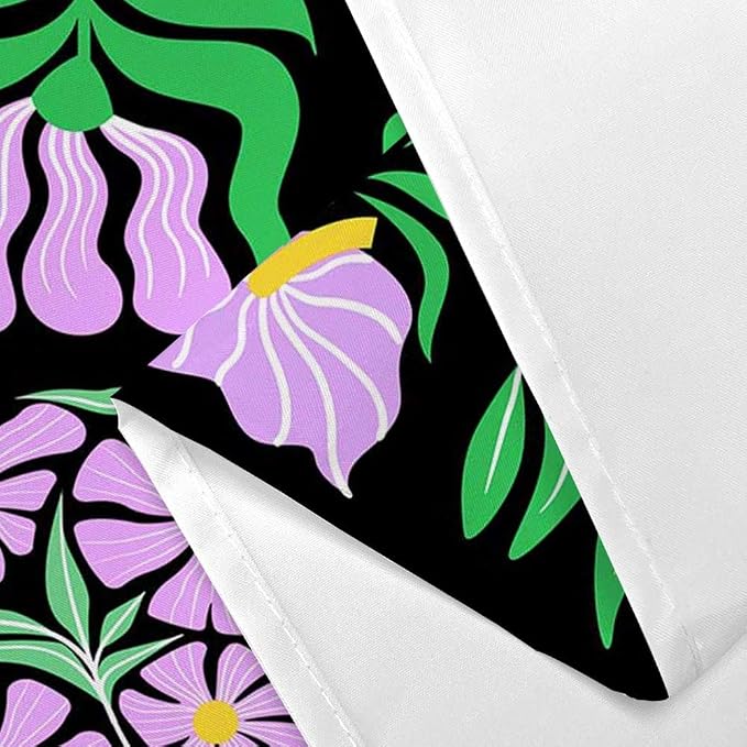 JAWO Purple Green Floral Shower Curtain for Women Girls, Vintage Abstract Boho Flower Bathroom Decor with Botanical Geometric Patterns, Retro Waterproof Fabric Shower Curtain Sets with Hooks, 70X70IN