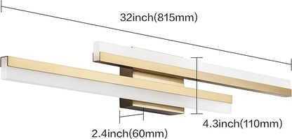 PRESDE 32 Inch LED Vanity Light Brushed Gold Bathroom Light Fixtures Over Mirror Modern Bath Wall Lighting Bar Dimmable