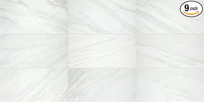 Daltile Perpetuo 12" x 24" Porcelain Marble Look Wall & Floor Tile in Polishied Timeless White (9 pieces per carton) (17.01 sqft per carton)