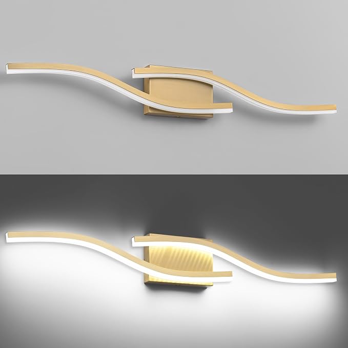 PRESDE 32 Inch LED Bathroom Vanity Light Bar, Modern Brushed Gold Wall Lighting Fixture Over Mirror Dimmable