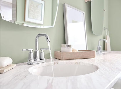 Moen Gibson Two-Handle Centerset High Arc Modern Bathroom Faucet with Drain Assembly, Chrome, 6150