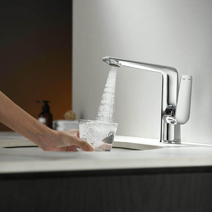 BiaoTeng Bathroom Faucets Single Handle Chrome Single Hole 2 Function Hot and Cold Brass Faucet for Bathroom Sink One Hole
