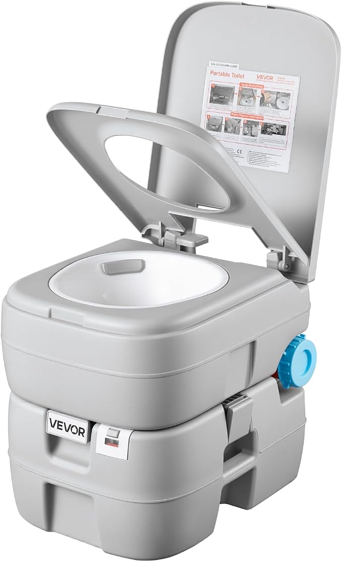 VEVOR Portable Toilet, 7.9 Gal Detachable Waste Tank & 5 Gal Flush Tank, 200 Flushes, Camping Toilet for Adults, Outdoor Porta Potty with Level Indicator, Suitable for RV Travel, Camping, Hiking