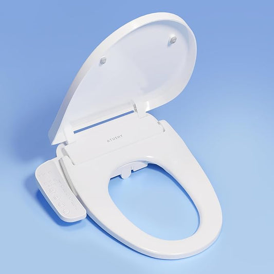 TUSHY Cloud Electronic Bidet Heated Toilet Seat | Instant Warm Water, Adjustable Air Dryer, Soft Close Lid and Seat & Night Light (Self Cleaning Nozzle and Water Filter), Elongated