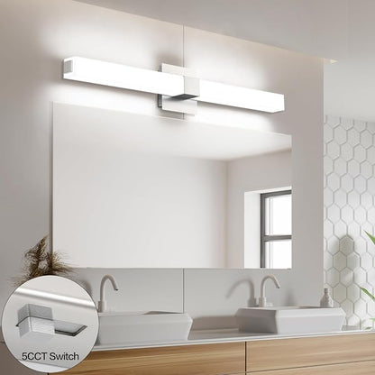 Modern Bahtoom Vanity Light Brushed Nickel, Bathroom LED Lights 32 Inch, 5CCT Dimmable Wall Lighting Fixtures for Bathroom Over Mirror