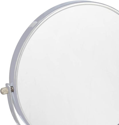 Amazon Basics Wall Mount Round Vanity Mirror with 360° Rotation, Double Sided, 1X/5X Magnification, Adjustable, 12.8"L x 10"W, Chrome
