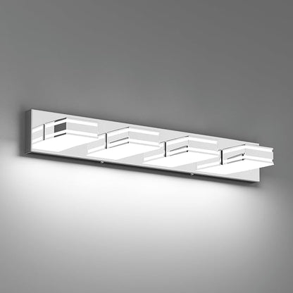 Ralbay Modern Chrome Vanity Light for Bathroom 4-Light 30inch Acrylic Modern LED Bathroom Wall Lighting Fixtures Over Mirror