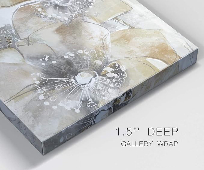 Renditions Gallery Taupe Spring Poppy Wall Art, Premium Gallery Wrapped Canvas Decor, Ready to Hang, 32 in H x 32 in W, Made in America Print (AZS-WC21-18276-R-3232-MK)