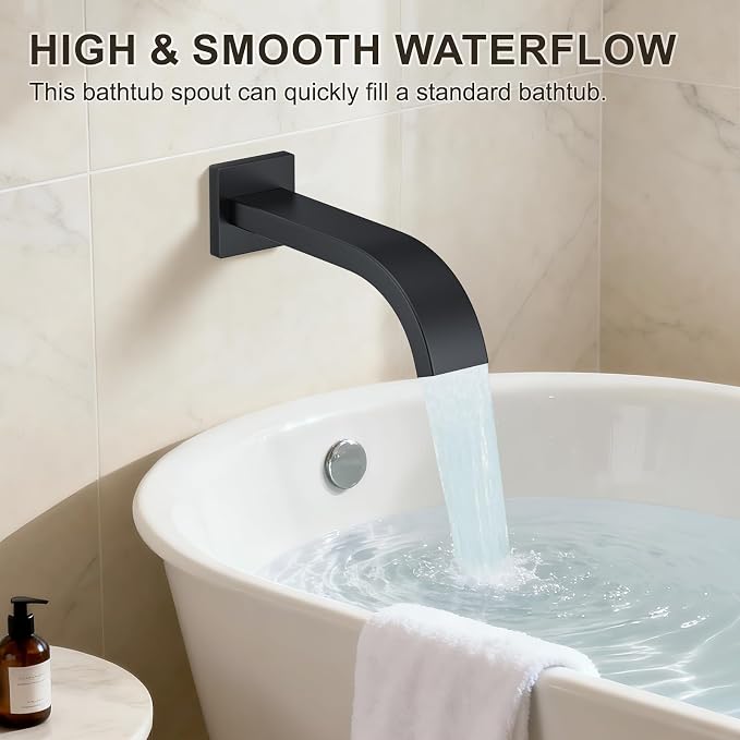 Shower System with Tub Spout, Ceiling Mounted Bathtub Shower Faucet Set, 12" Rainfall Shower Head and Handheld Shower Combo, High Pressure Shower Fixtures Set with Rough-in Valve, Matte Black