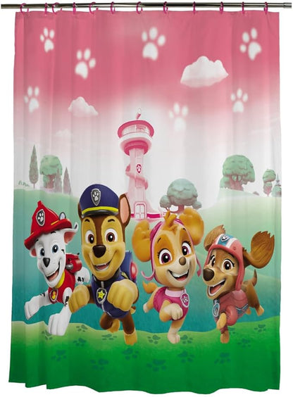 Paw Patrol Girl Skye 13-Piece Shower Curtain Set, 72 x 72 Inch Fabric Curtain with Hooks, Bathroom Decor, Machine Washable, (100% Officially Licensed Product) by Franco Collectibles