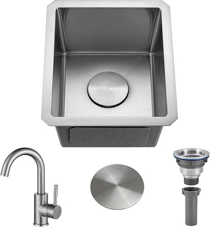 13 Inch Bar Sink Undermount 13x15 Kitchen Single Bowl Stainless Steel Small Sink Modern RV Sinks