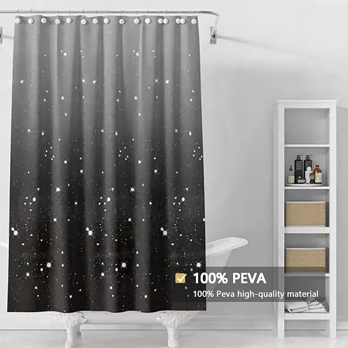 Black Shower Curtain Liner, 4G PEVA Shower Liner, Plastic Peva Waterproof Shower Curtains, 72x72 inch with Grommet Holes 3 Magnetic Weights