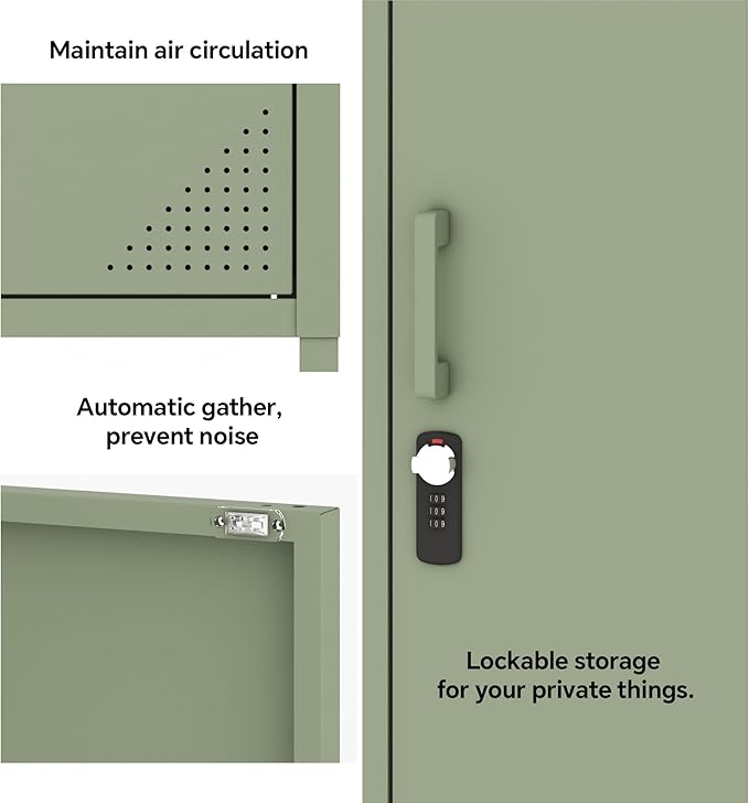 Metal Lokcer Cabinet (Green, 19.69" D x 15.75" W x 49.21" H)