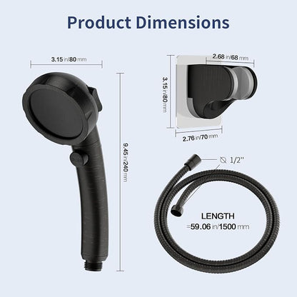HANLIAN On/Off High Pressure Handheld Shower Head for RV Camper | 3 Spray Modes Shower Head with Pause Button, Water Saving Shower Head with Hose and Self-adhesive Holder(Oil-Rubbed Bronze)