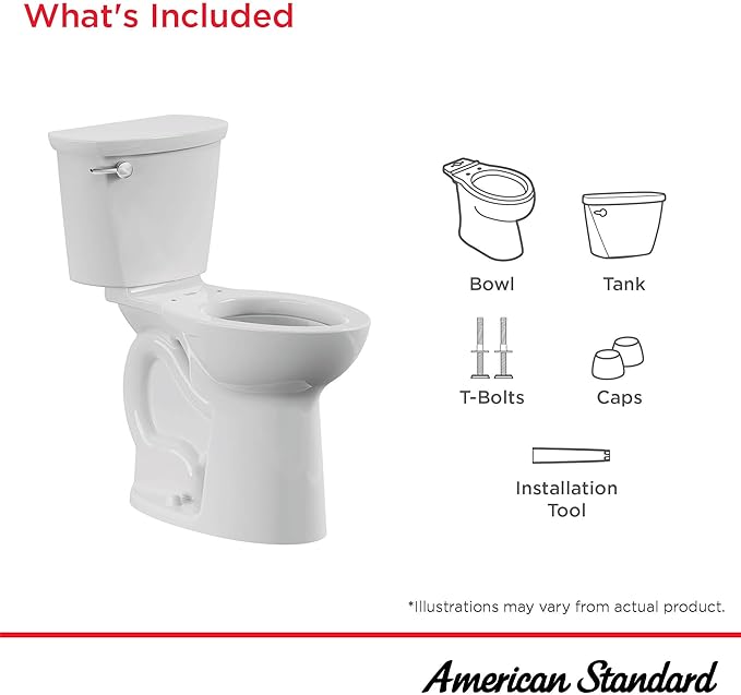 American Standard Toilet 215TB104.020 Cadet PRO Two-Piece, Extra Tall Height, 10 inch Rough In Toilet, Elongated Front, White, 1.28 GPF (TOILET SEAT SOLD SEPARATELY)