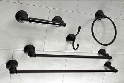 Kingston Brass BAHK2612478K Provence 5-Piece 18-Inch and 24-Inch Towel Bars Bathroom Accessory Set in Matte Black