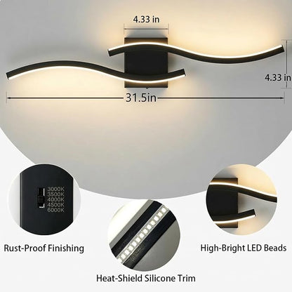 Vanity Light for Bathroom, 31.6 Inch Black LED Dimmable | Bathroom Lights Fixture Over Mirror, 5CCT Adjustable Color Temperatures Modern Wall Sconces for Bathroom Bedroom Living Room