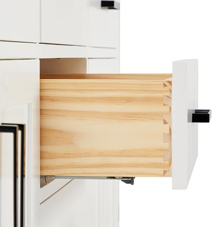 ARIEL Hepburn 66-inch Bathroom Vanity with Sink,Solid Wood, 1.5-inch Italian Carrara Marble Countertop, Double Rectangular Porcelain Sink, 4 Soft Closing Doors, 6 Dovetail Drawers, White