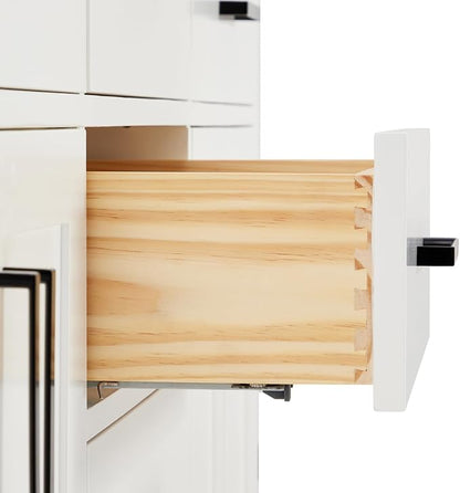 Isabella 66" White Double Bathroom Vanity, 1.5" Pure White Quartz Countertop, Rectangular Undermount Sinks, 4 Soft Closing Doors, 6 Dovetail Drawers