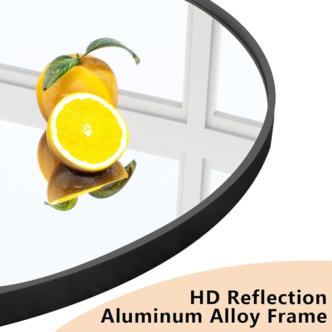 XRAMFY Arched Bathroom Mirror 32" x 34" for Bathroom Vanity Mirror or Wall Decor Black Arch Mirror Aluminum Alloy Frame Wall Mounted Mirror for Living Room Bedroom Entryway