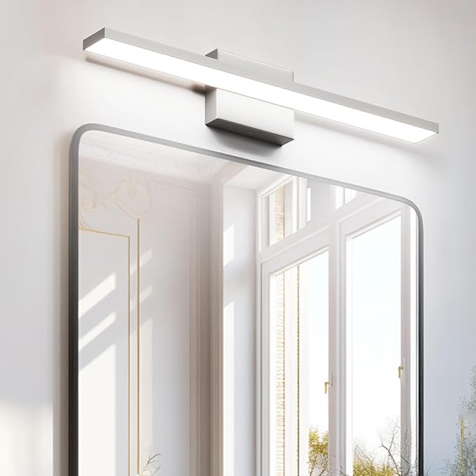Ralbay Brushed Nickel Vanity Light for Bathroom Metal Acrylic Modern LED Bathroom Light Fixtures Brushed Nickel 24inch