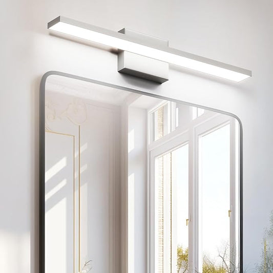 Ralbay Brushed Nickel Vanity Light for Bathroom Metal Acrylic Modern LED Bathroom Light Fixtures Brushed Nickel 24inch