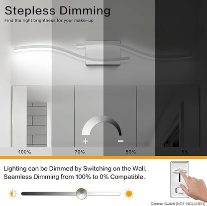 PRESDE 32 Inch Vanity Light Brushed Nickel Bathroom Light Fixtures Over Mirror LED Modern Bath Wall Lighting Bar Dimmable