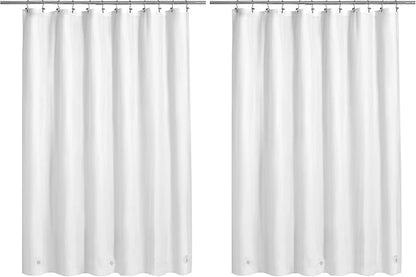 Barossa Design White Shower Curtain Liner - Premium PEVA, BPA & PVC Free, No Chemical Smell, Lightweight Shower Curtain with 3 Magnets, Metal Grommets - White, Standard Size (Pack of 2)