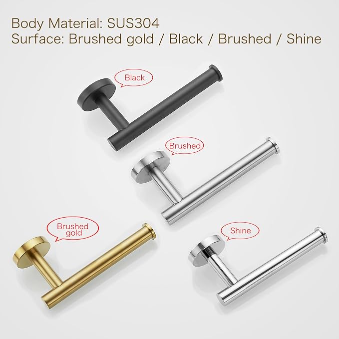 Bathroom Hardware Accessories Set, Brushed Nickel, 24 Inches, 4-Pieces | Towel Rack Set, Round Bathroom Set, Wall-Mounted, SUS304 Stainless Steel, Towel Ring, Hooks, Toilet Paper Holder