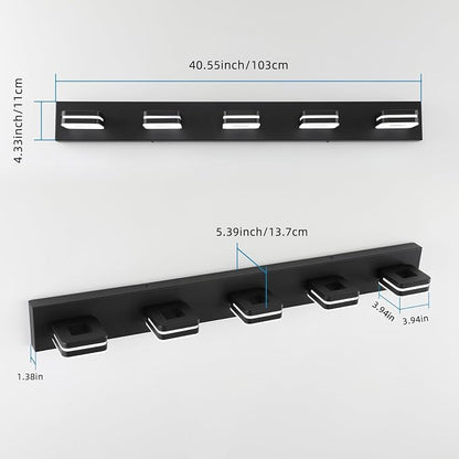 Modern LED Bathroom Vanity Light - 30W Dimmable Matte Black 5-Light Fixture, 40" Long Wall Light, Day Light 5500K, 110V AC