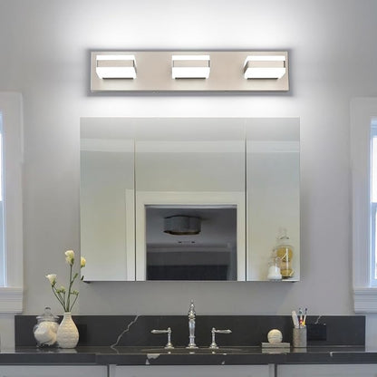 PRESDE 3-Light LED Bathroom Light Fixtures Over Mirror Brushed Nickel Vanity Light for Bathroom Modern Bath Wall Lighting Dimmable 5CCT
