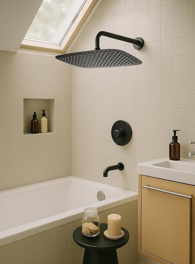 G-Promise All Metal 12 Inch Large Rain Shower Head for Ceiling or Wall | Built to Last, Rust Resistant 304 Stainless Steel, Easy to Install, Full Body Coverage Rainfall Shower Head, Daily SPA