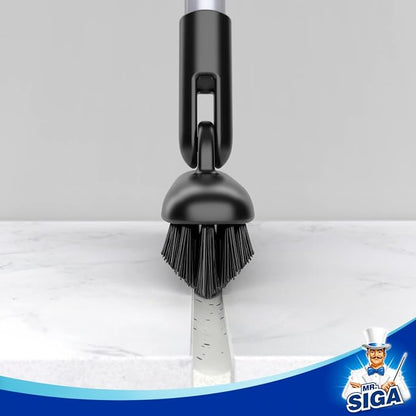 MR.SIGA Heavy Duty Grout Scrub Brush with Long Handle | Shower Floor Scrubber for Cleaning, Tile Scrub Brush with Stiff Bristles